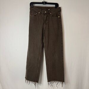 &Denim Women's Brown Baggy Low Waist Raw Hem Jeans Size 4